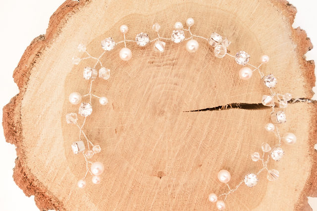 Headpiece in der Farbe Silber mit Perlen – Bild 3